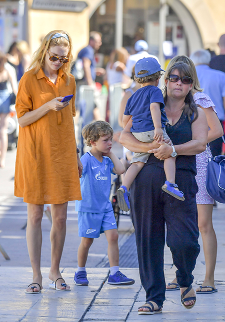 Natalya Vodyanova with her sons