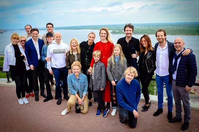 Natalia Vodianova and Antoine Arnault with children and employees of the Naked Heart Foundation in Nizhny Novgorod
