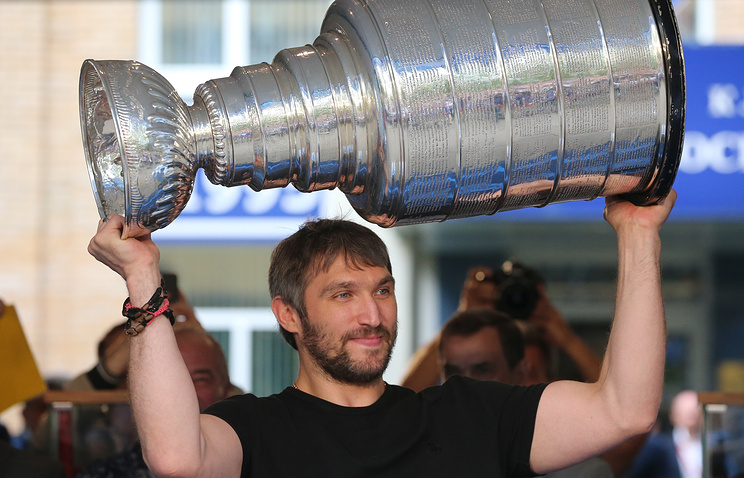 Alexander Ovechkin with the Stanley Cup