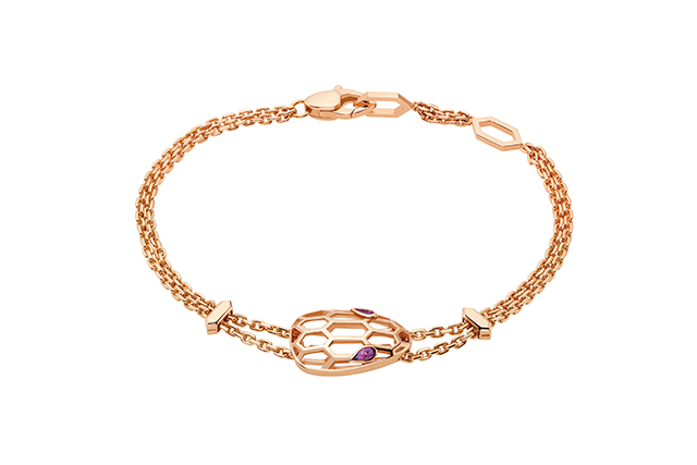 Serpenti pink gold bracelet with amethyst eyes
