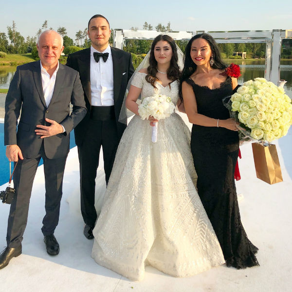 The bride and groom with guests